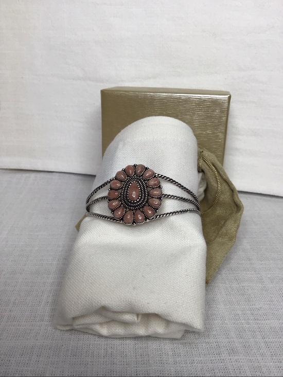 JTV Jewelry - JTV Pink Rhodochrosite Semi Precious stones with Sterling Silver Cuff